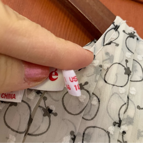 See by Chloe Silk Printed Pleated Swiss Dot Blouse - 10 - Picture 7 of 7